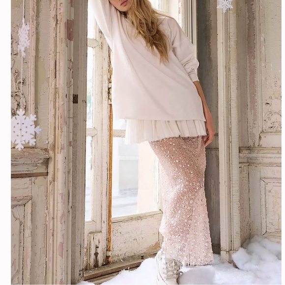 Free People sequin see thru sparkly skirt NEW - Picture 1 of 5